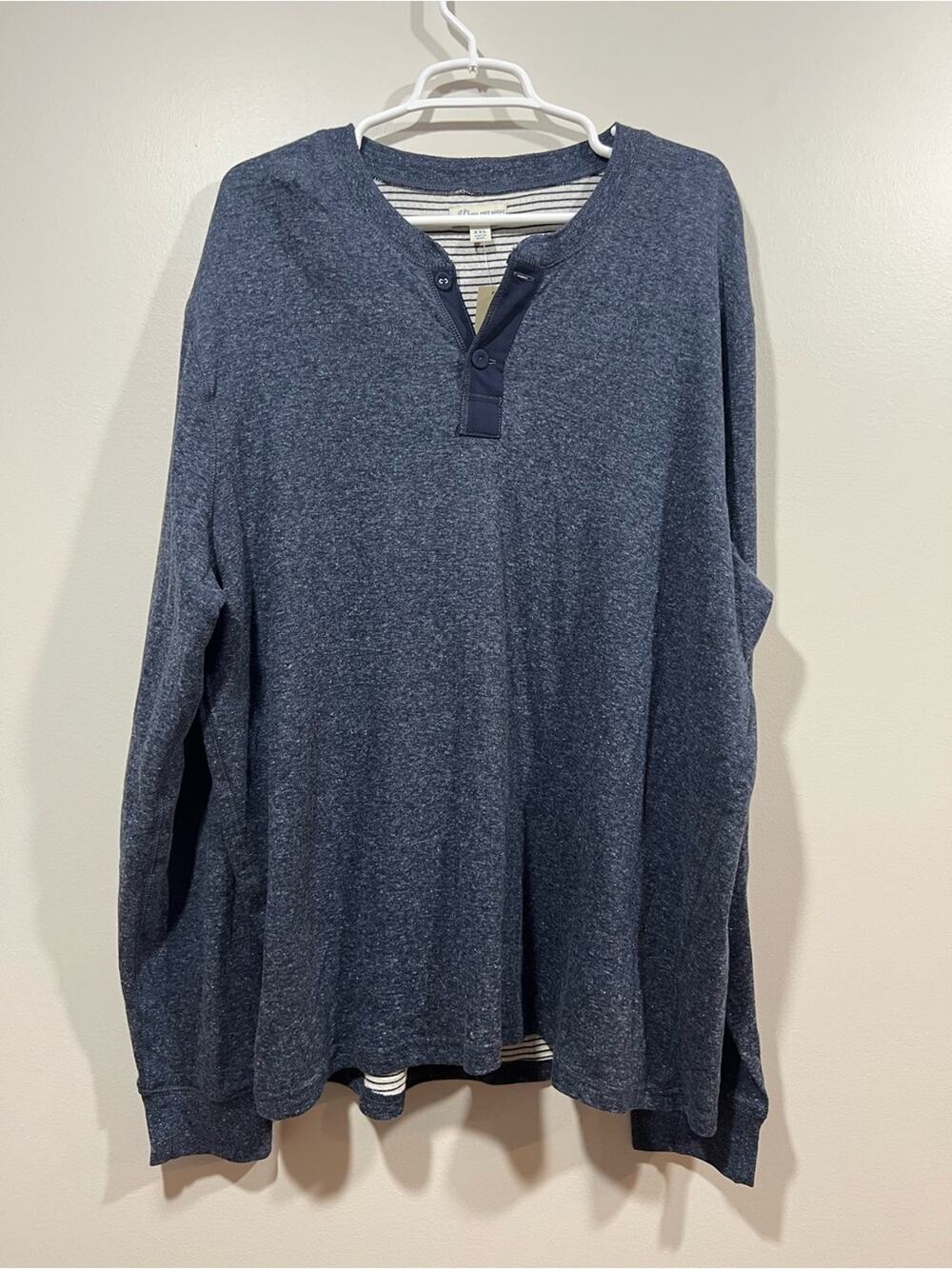 J. Crew Men's Navy Double Knit Henley Long-Sleeve Shirt XXL